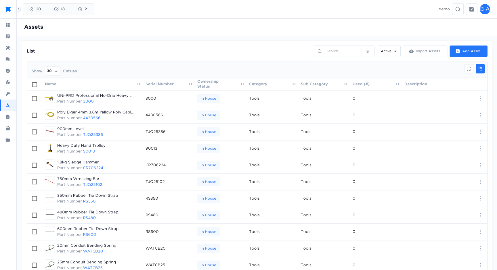 Assets list